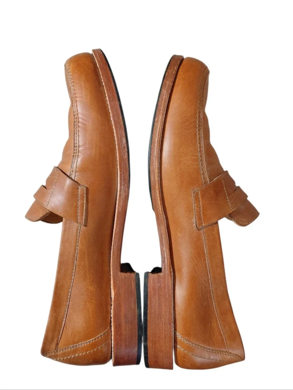 Adelante The Luca Chestnut Leather Penny Loafers Size 9.5 Classic Slip-On Shoes
